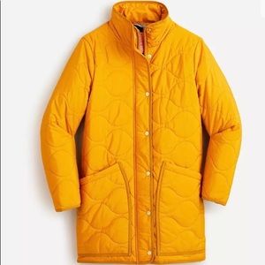 JCrew Quilted Cocoon Yellow Ochre Puffer Coat